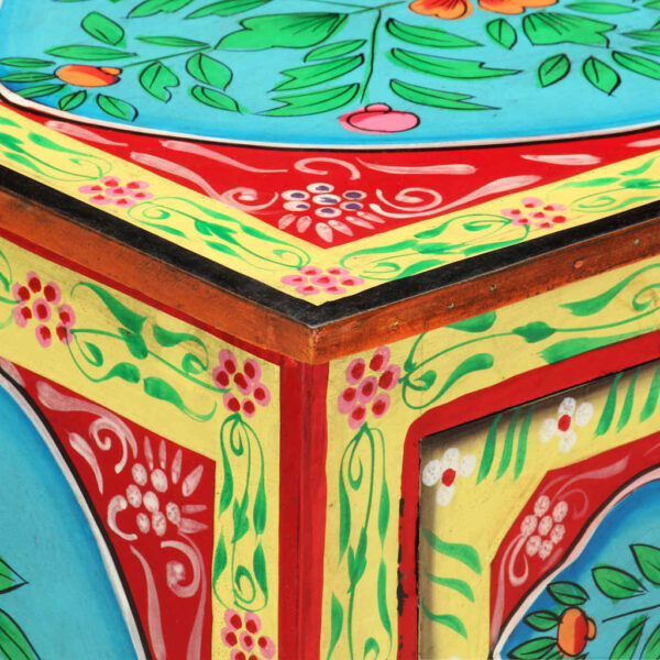 vidaXL Hand Painted Bedside Cabinet 40x30x50 cm Solid Mango Wood - Image 5