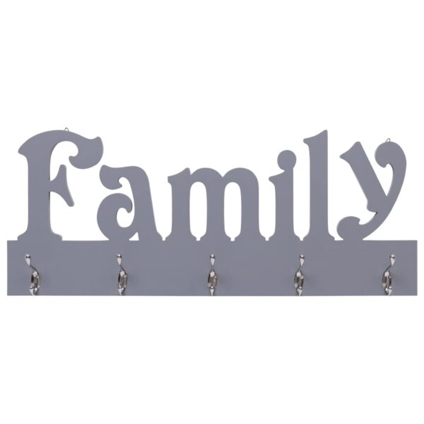 vidaXL Wall Mounted Coat Rack FAMILY Grey 74x29.5 cm - Image 2