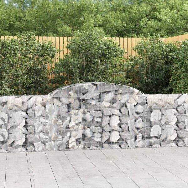 vidaXL Arched Gabion Basket 300x30x80/100 cm Galvanised Iron - Image 1