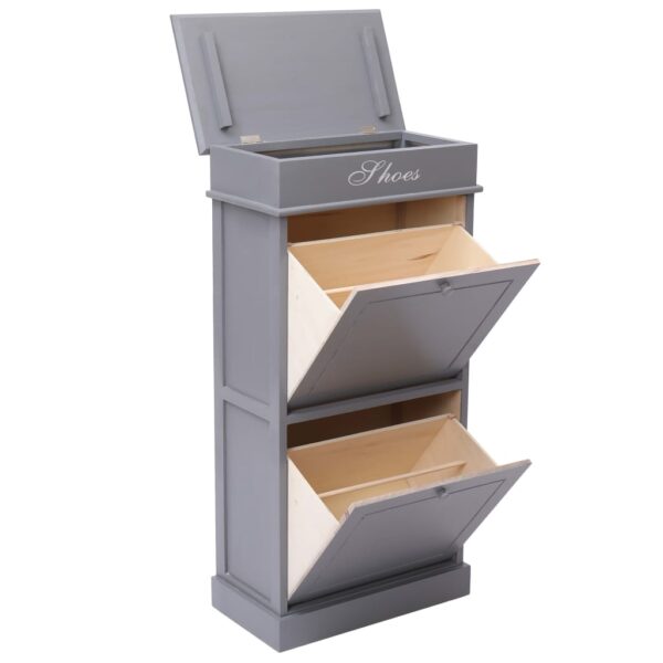 vidaXL Shoe Cabinet Grey 50x28x98 cm Paulownia Wood - Image 4