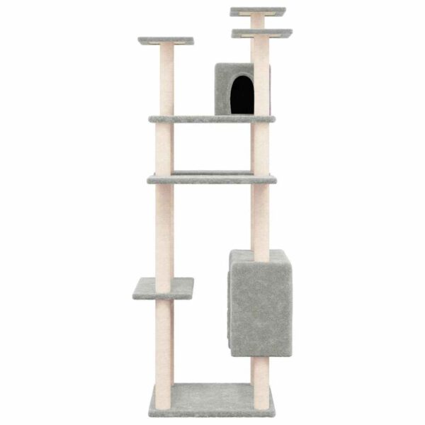 vidaXL Cat Tree with Sisal Scratching Posts Light Grey 162 cm - Image 3