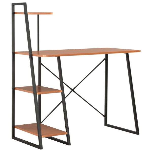 vidaXL Desk with Shelving Unit Black and Brown 102x50x117 cm - Image 1