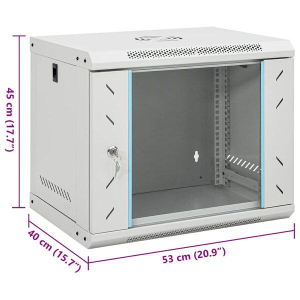 vidaXL 9U Wall Mounted Network Cabinet 19" IP20 53x40x45 cm - Image 8