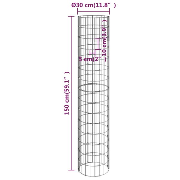 vidaXL Circular Gabion Pole Galvanised Steel Ø30x150 cm - Image 6