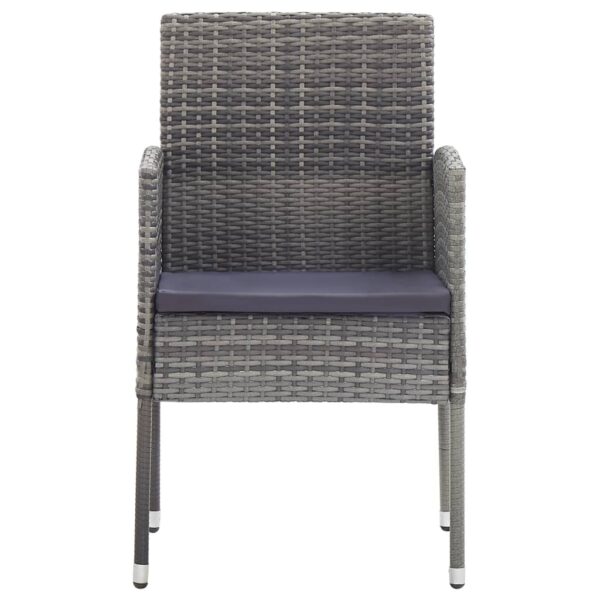 vidaXL 3 Piece Garden Dining Set Poly Rattan Anthracite - Image 5