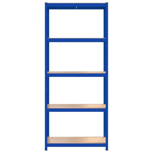 vidaXL 5-Layer Shelves 3 pcs Blue Steel and Engineered Wood - Image 5
