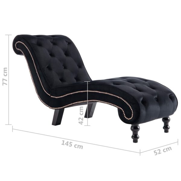 vidaXL Chaise Lounge Black Velvet - Image 8