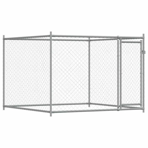 vidaXL Dog Cage with Door Grey 2x2x1.5 m Galvanised Steel - Image 2