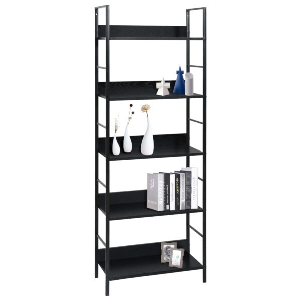 vidaXL 5-Layer Book Shelf Black 60x27.6x158.5 cm Engineered Wood - Image 2
