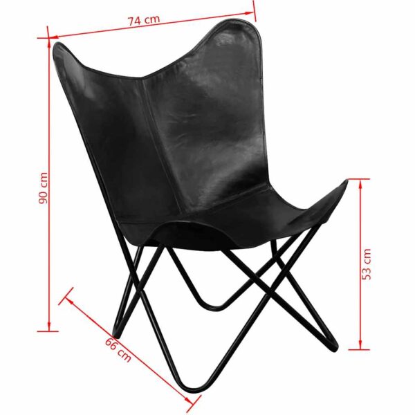 vidaXL Butterfly Chair Black Real Leather - Image 7