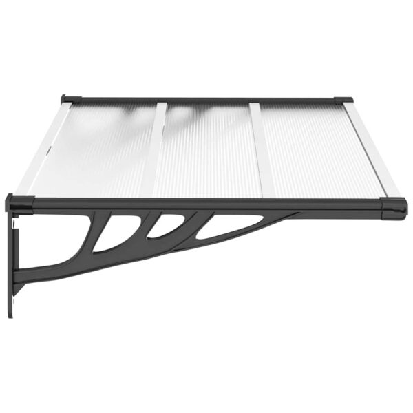 vidaXL Door Canopy Black and Transparent 122x90 cm Polycarbonate - Image 4