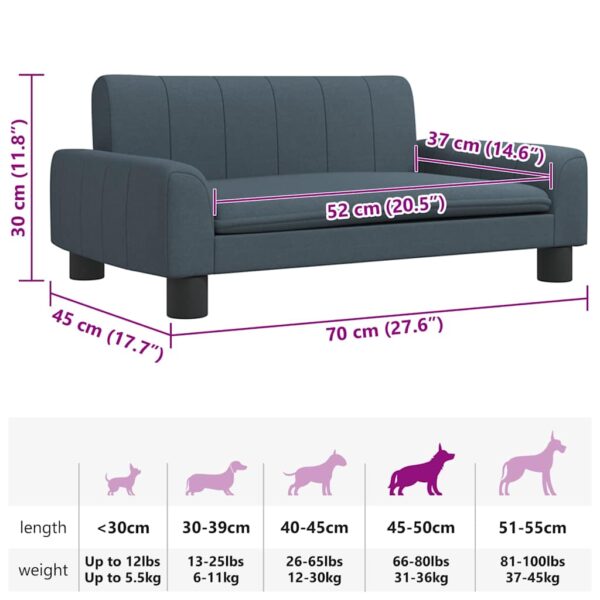 vidaXL Dog Bed Dark Grey 70x45x30 cm Fabric - Image 7