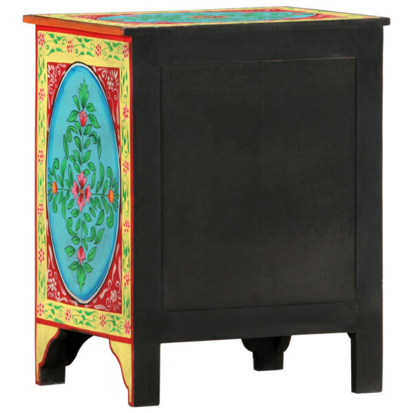 vidaXL Hand Painted Bedside Cabinet 40x30x50 cm Solid Mango Wood - Image 4