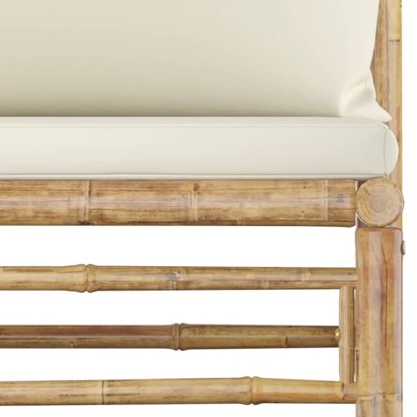 vidaXL 10 Piece Garden Lounge Set with Cream White Cushions Bamboo - Image 6