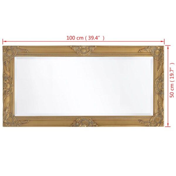vidaXL Wall Mirror Baroque Style 100x50 cm Gold - Image 9