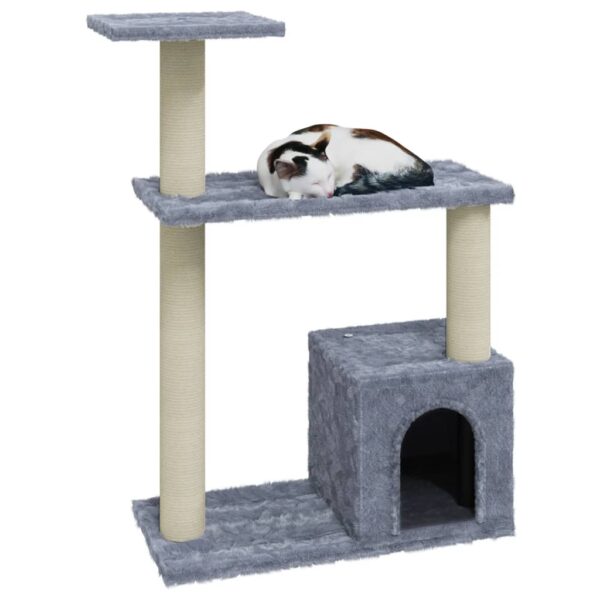 vidaXL Cat Tree with Sisal Scratching Posts Light Grey 70 cm - Image 3