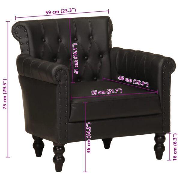 vidaXL Armchair Black Real Goat Leather - Image 9