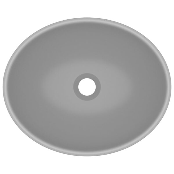 vidaXL Luxury Basin Oval-shaped Matt Light Grey 40x33 cm Ceramic - Image 4