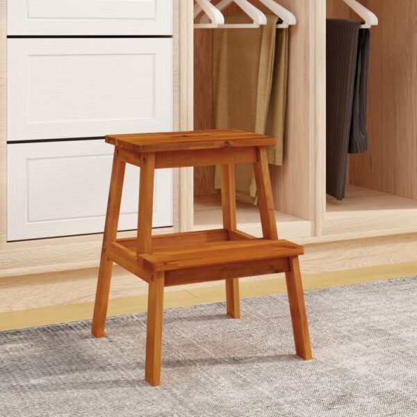 vidaXL 2 Step Stool 40x38x50 cm Solid Wood Acacia - Image 3