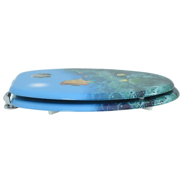 vidaXL WC Toilet Seat with Lid MDF Deep Sea Design - Image 5