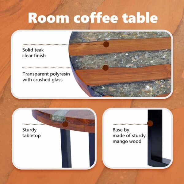 vidaXL Coffee Table Teak Resin 60 cm - Image 11