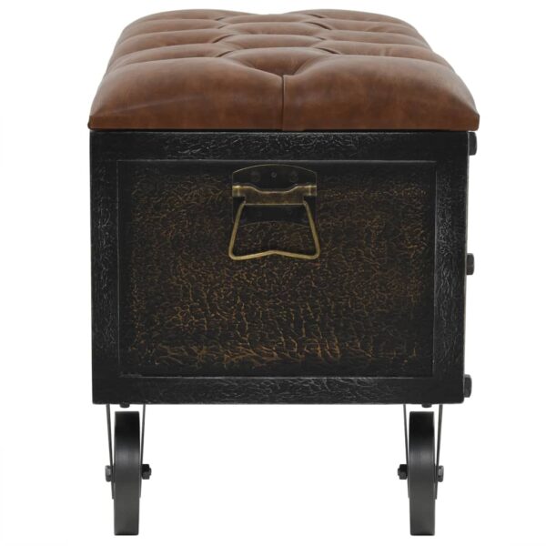 vidaXL Storage Bench 80.5x41x50 cm Solid Wood and Artificial Leather - Image 3