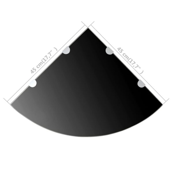 vidaXL Corner Shelf with Chrome Supports Glass Black 45x45 cm - Image 5