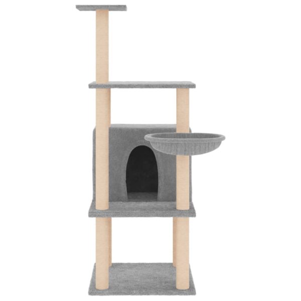 vidaXL Cat Tree with Sisal Scratching Posts Light Grey 132 cm - Image 3
