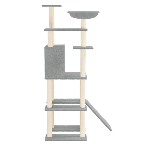 vidaXL Cat Tree with Sisal Scratching Posts Light Grey 166 cm - Image 4
