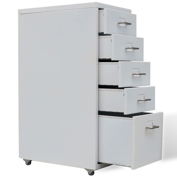 vidaXL File Cabinet with 5 Drawers Grey 68.5 cm Steel - Image 5