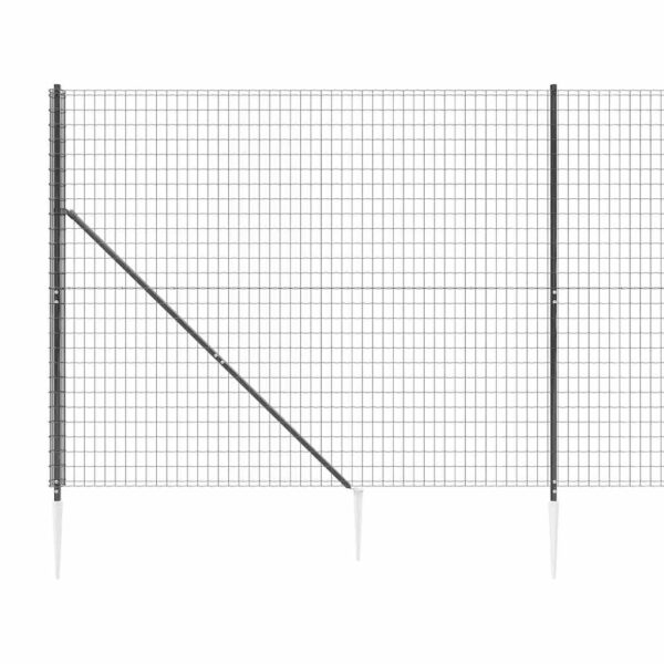 vidaXL Wire Mesh Fence with Spike Anchors Anthracite 1.6x25 m - Image 5