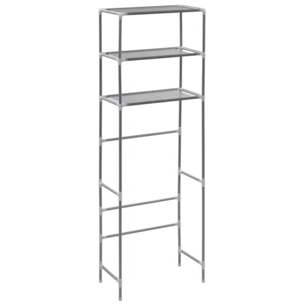 vidaXL 3-Tier Storage Rack over Toilet Silver 53x28x169 cm - Image 2
