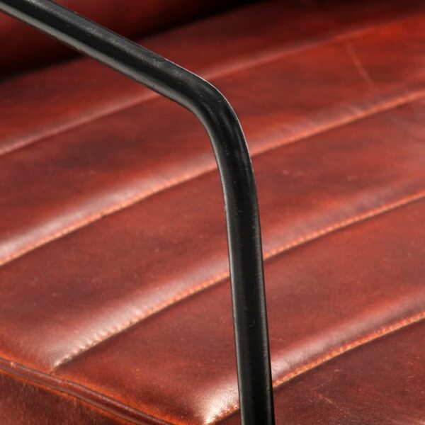 vidaXL Armchair Dark Brown Real Leather - Image 6