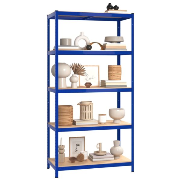 vidaXL 5-Layer Shelves 2 pcs Blue Steel and Engineered Wood - Image 3
