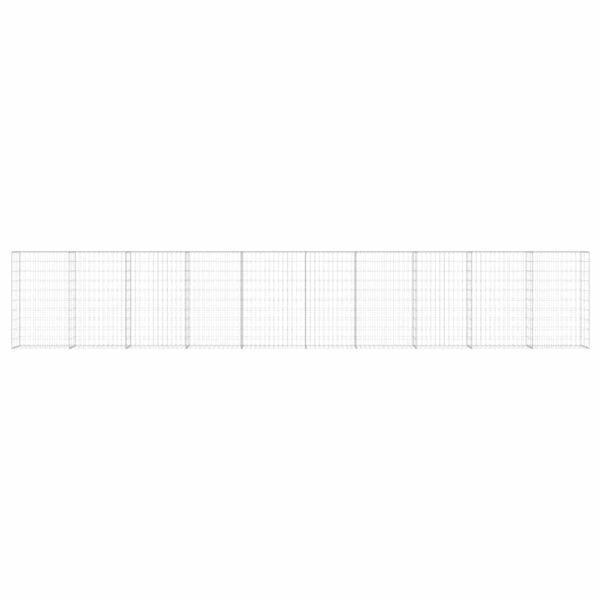 vidaXL Gabion Wall with Covers Galvanised Steel 600x30x100 cm - Image 5