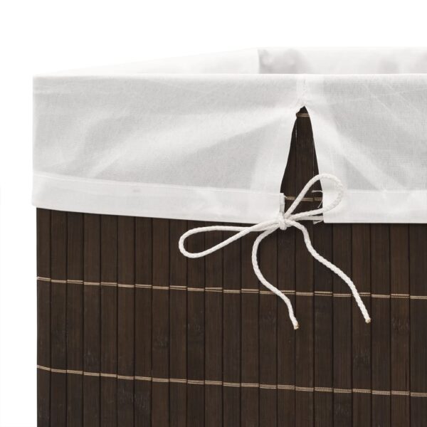vidaXL Bamboo Laundry Bin Rectangular Dark Brown - Image 6
