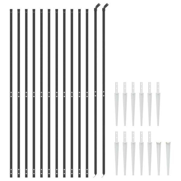 vidaXL Wire Mesh Fence with Spike Anchors Anthracite 1.8x25 m - Image 3