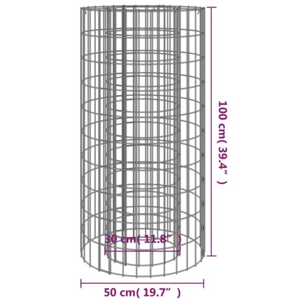 vidaXL Gabion Fire Pit Ø 50 cm Galvanised Iron - Image 5