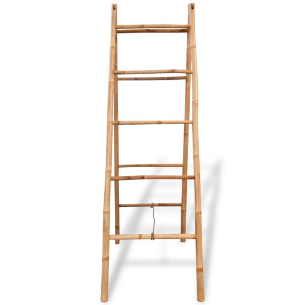 vidaXL Double Towel Ladder with 5 Rungs Bamboo 50x160 cm - Image 2