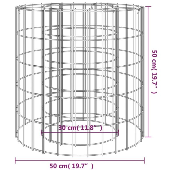 vidaXL Gabion Fire Pit Ø 50 cm Galvanised Iron - Image 5