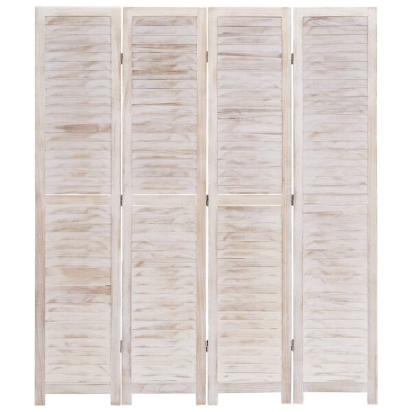 vidaXL 4-Panel Room Divider White 140x165 cm Wood - Image 3