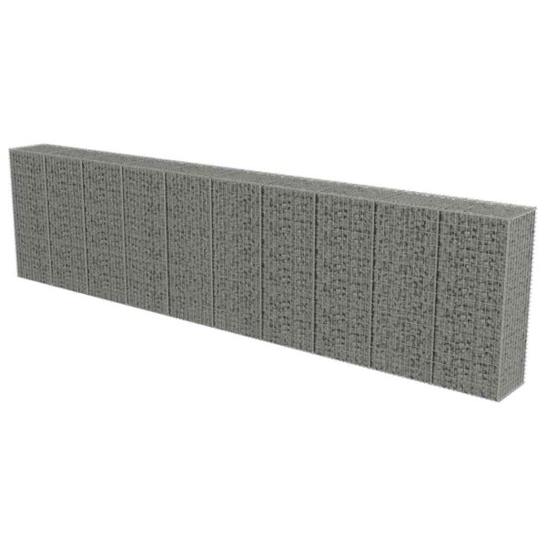 vidaXL Gabion Wall with Covers Galvanised Steel 600x50x150 cm - Image 2