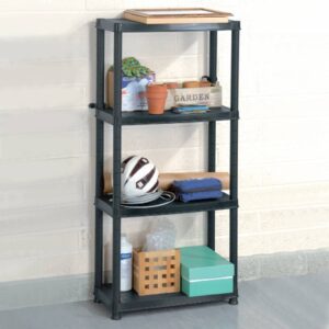 vidaXL Storage Shelf 4-Tier Black 61x30.5x130 cm Plastic