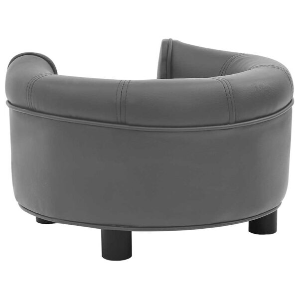 vidaXL Dog Sofa Grey 48x48x32 cm Plush and Faux Leather - Image 5
