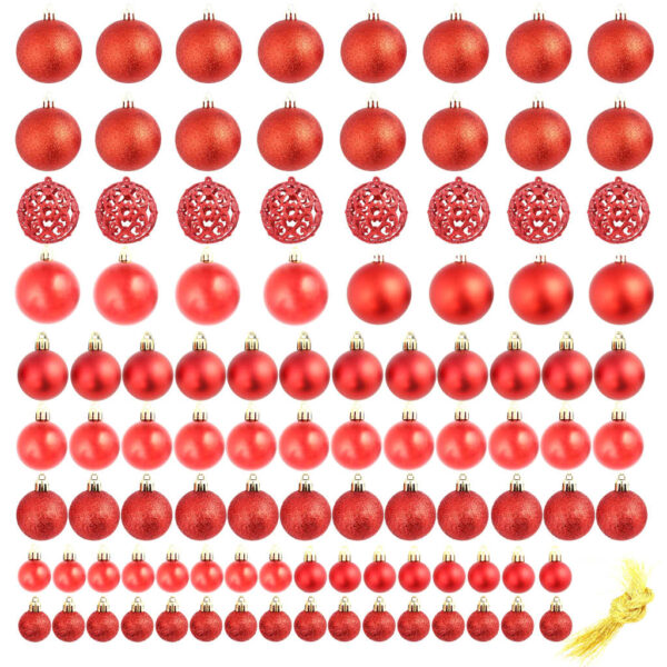 vidaXL 100 Piece Christmas Ball Set 3/4/6 cm Red - Image 2