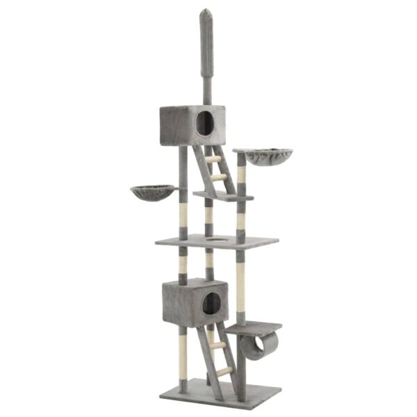 vidaXL Cat Tree with Sisal Scratching Posts 230-260 cm Grey - Image 2