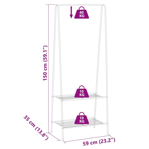 vidaXL Clothes Rack 59x35x150 cm Black - Image 5