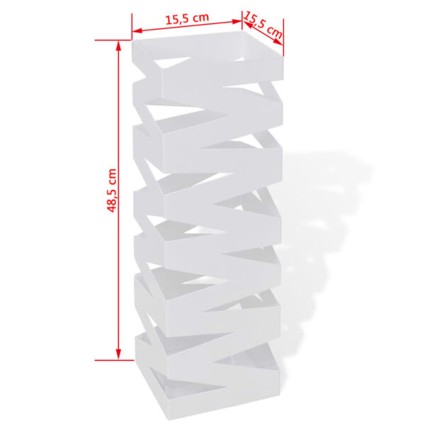 White Square Umbrella Stand Storage Holder Walking Stick Steel 48.5 cm - Image 5