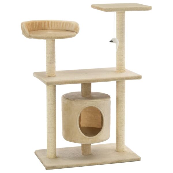 vidaXL Cat Tree with Sisal Scratching Posts 95 cm Beige - Image 2