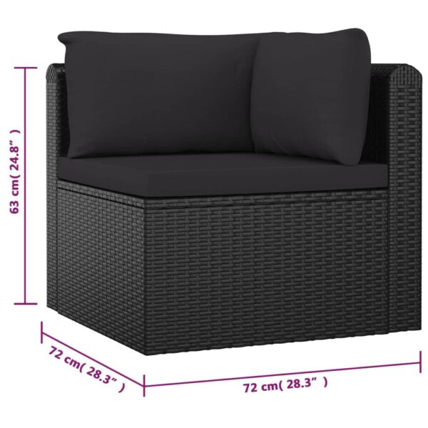 vidaXL 10 Piece Garden Lounge Set with Cushions Poly Rattan Black - Image 8